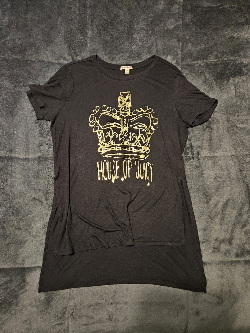House of Juicy Black Tee with Gold Crown Graphic